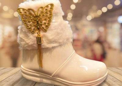 white fur girls winter boots kids footwear Chennai Smiles Foot Craft